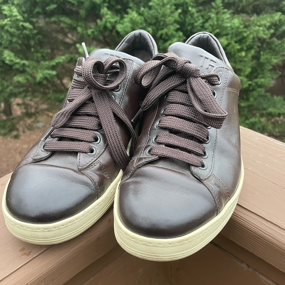 Tom Ford Brown Leather Sneakers